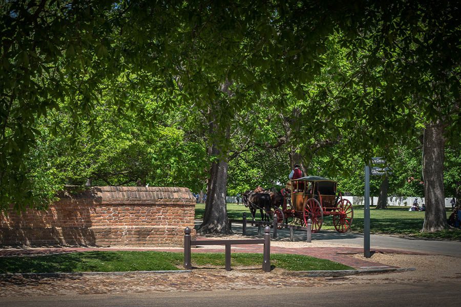 Williamsburg VA Insurance - Horse Drawn Carriage Traveling Down Williamsburg Road